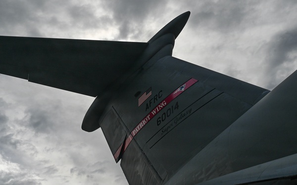346th AEW Airmen load cargo into a C5 Galaxy