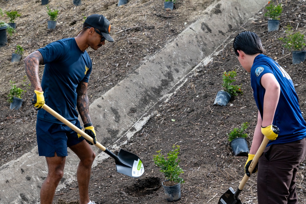 Navy Recruiting Station Mission Viejo Plants Trees for Earth Day
