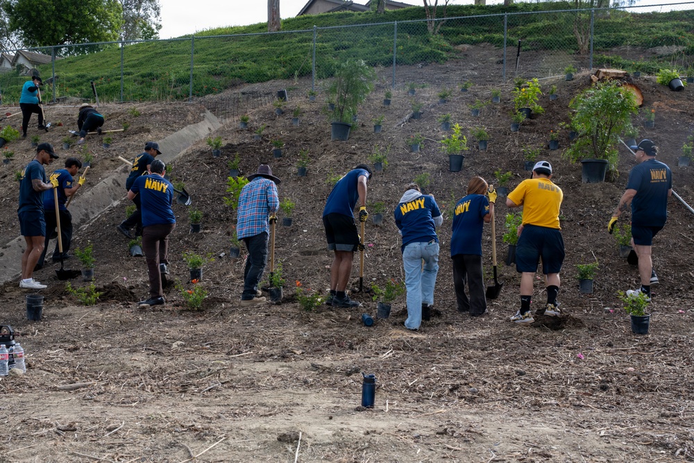 Navy Recruiting Station Mission Viejo Plants Trees for Earth Day