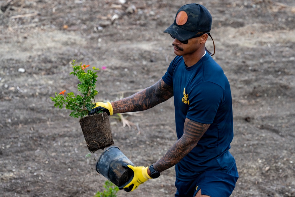Navy Recruiting Station Mission Viejo Plants Trees for Earth Day