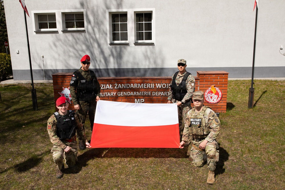 U.S., British, Romanian and Polish Military Police join forces for Polish Flag Day