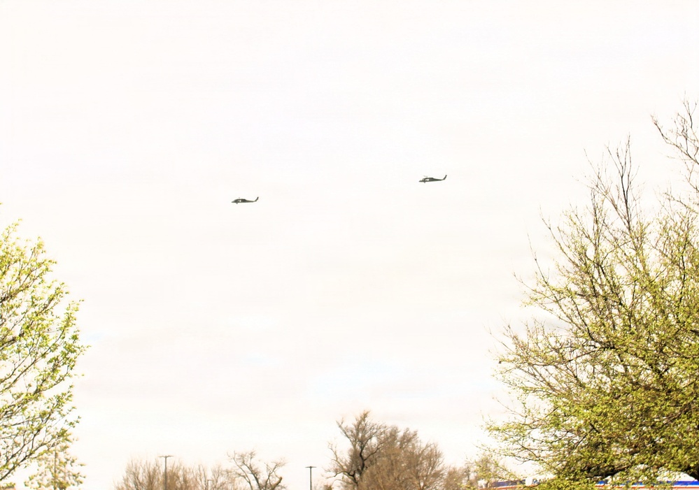 Wisconsin National Guard UH-60 Black Hawks fly members of Packers tour to Fort McCoy