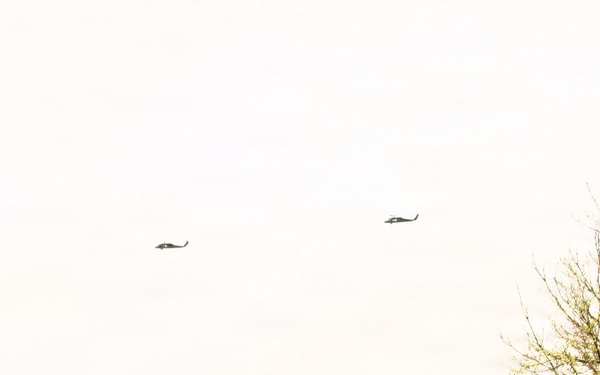 Wisconsin National Guard UH-60 Black Hawks fly members of Packers tour to Fort McCoy