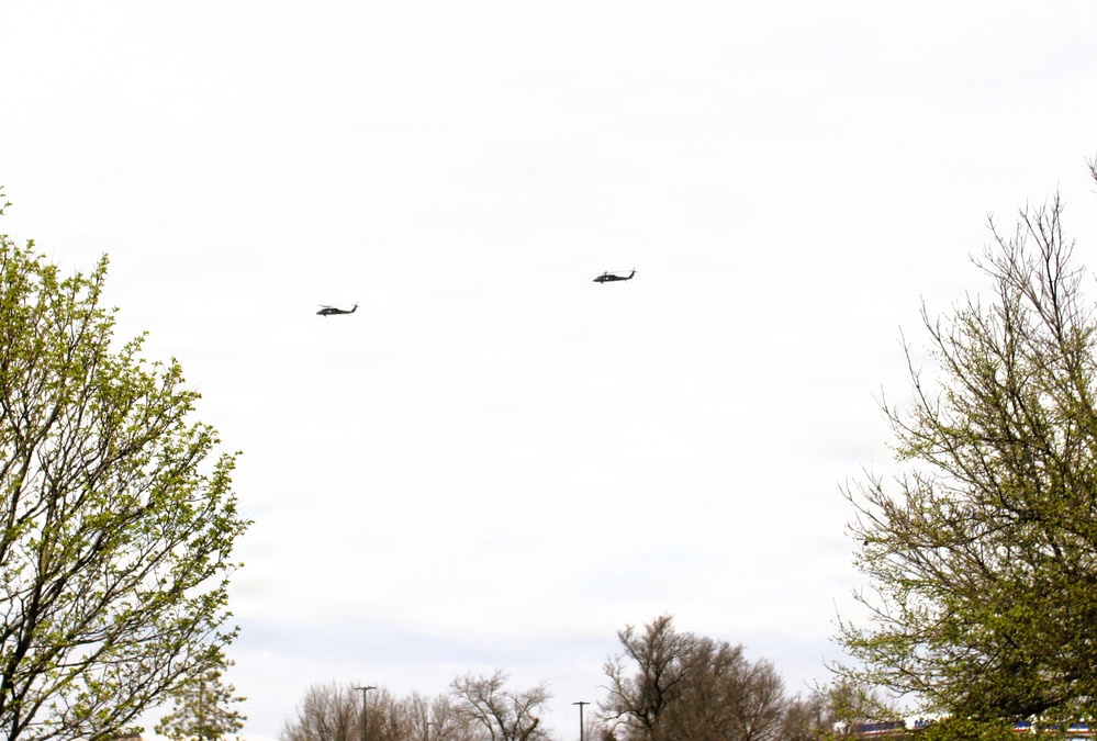 Wisconsin National Guard UH-60 Black Hawks fly members of Packers tour to Fort McCoy