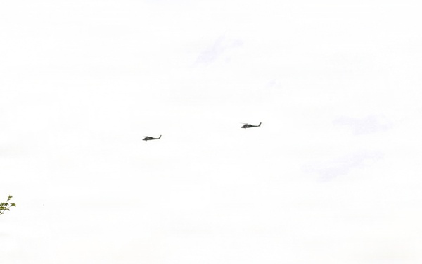 Wisconsin National Guard UH-60 Black Hawks fly members of Packers tour to Fort McCoy