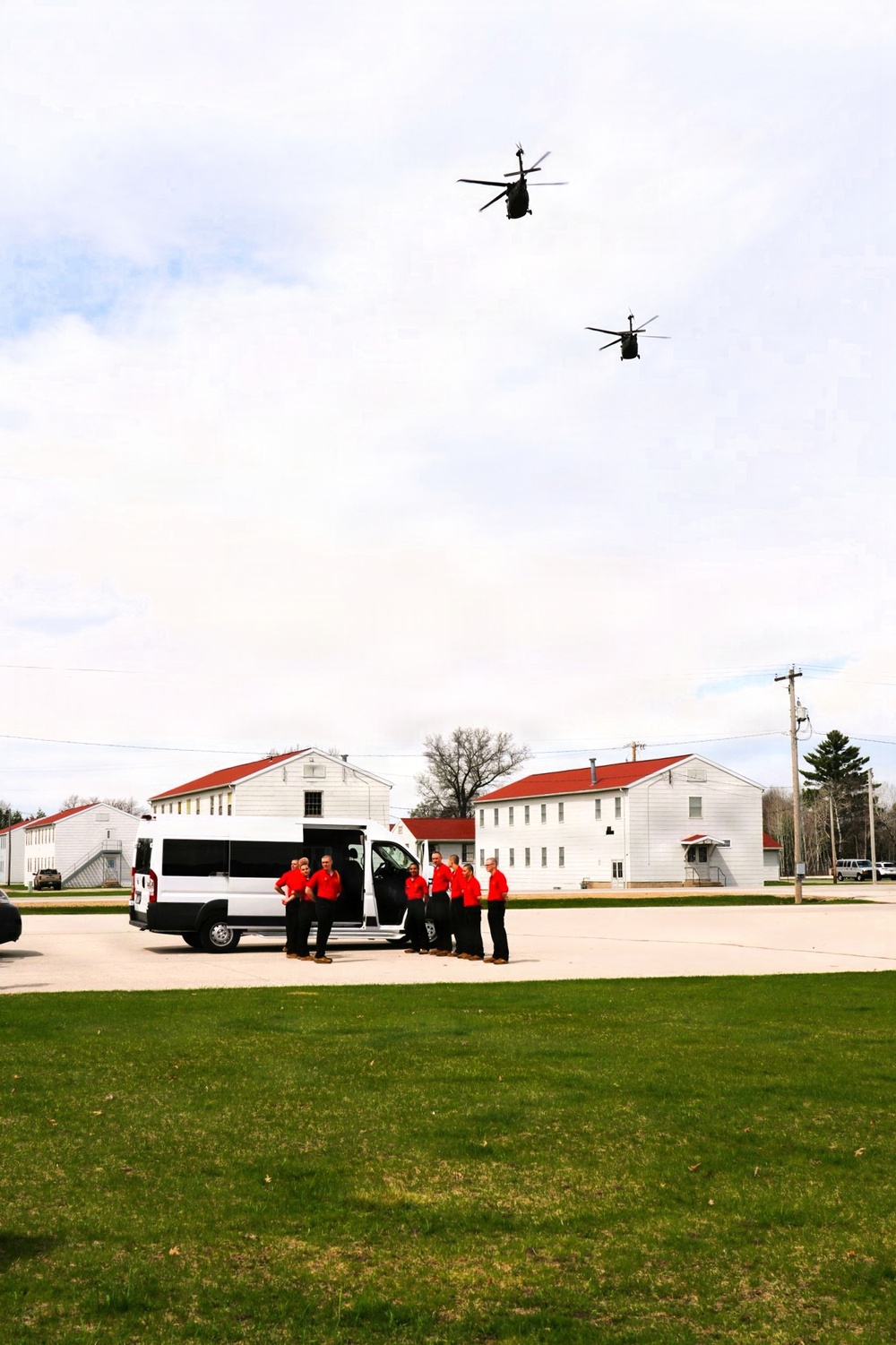 Wisconsin National Guard UH-60 Black Hawks fly members of Packers tour to Fort McCoy