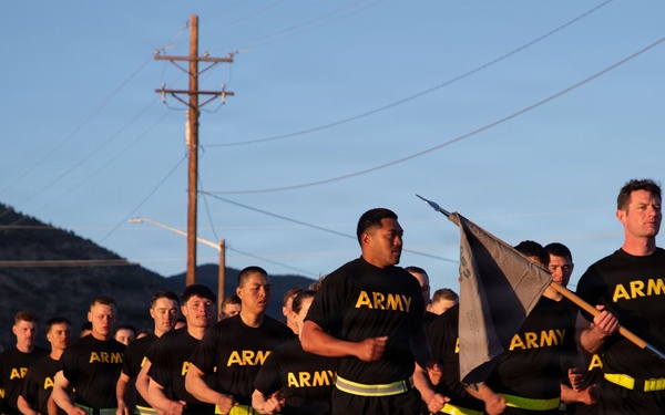 JTF-SB service members participate in morning PT for Air Assault training