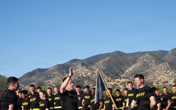 JTF-SB service members participate in morning PT for Air Assault training