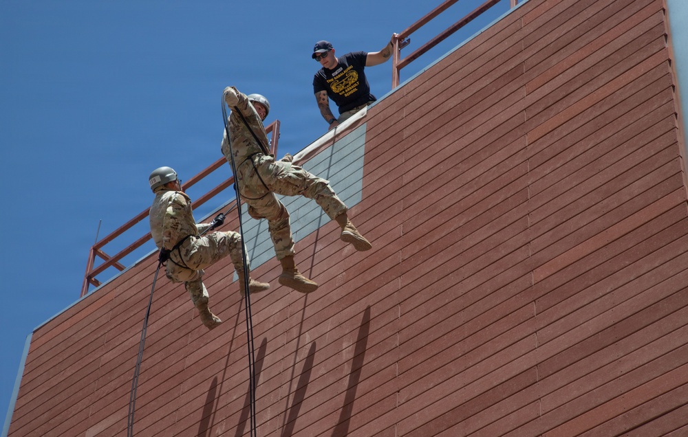 JTF-SB service members participate in rappelling for Air Assault training