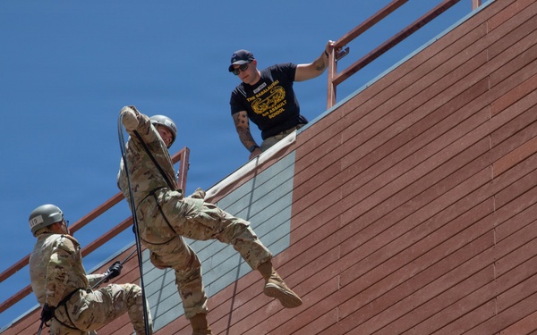 JTF-SB service members participate in rappelling for Air Assault training