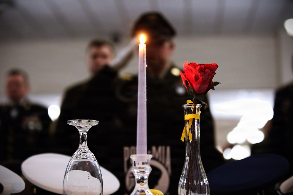 POW/MIA Remembrance Table Set During Military Ceremony