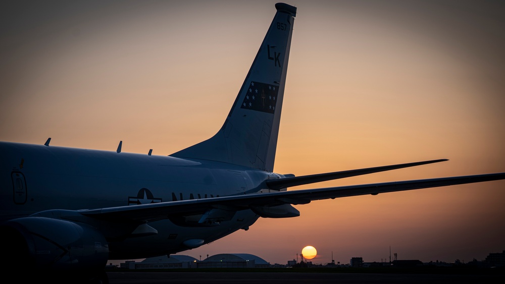 P-8A Poseidon During Sunset on Kadena Air Base