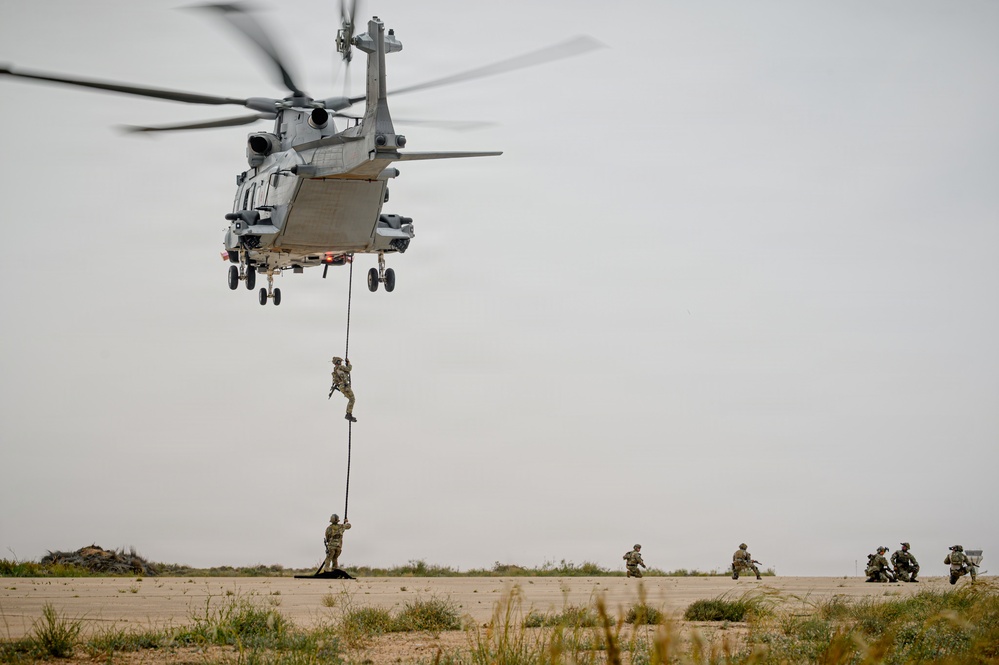 Flintlock 2026 participants conduct fast rope training