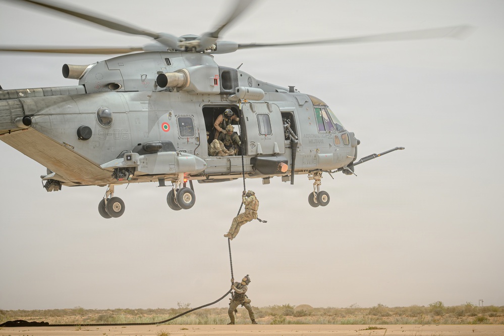 Flintlock 2026 participants conduct fast rope training
