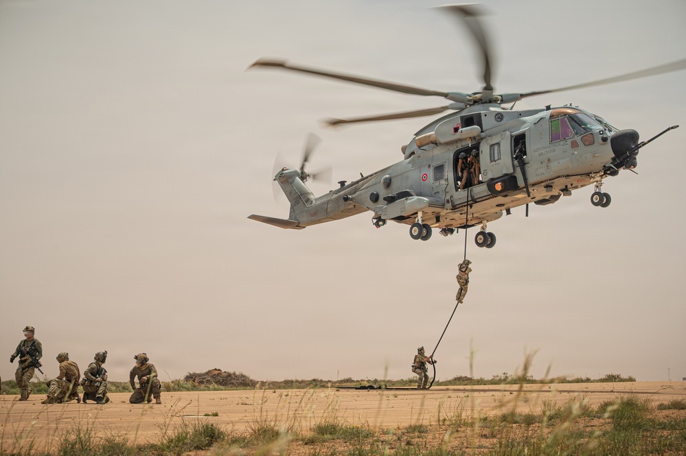 Flintlock 2026 participants conduct fast rope training