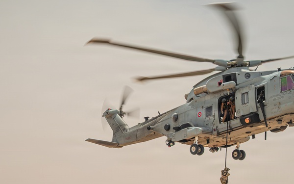 Flintlock 2026 participants conduct fast rope training