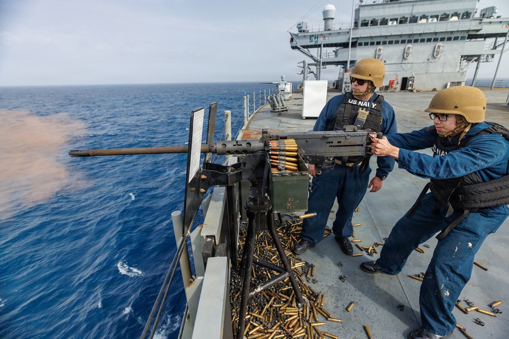 USS Mount Whitney Crew Served Weapons Shoot