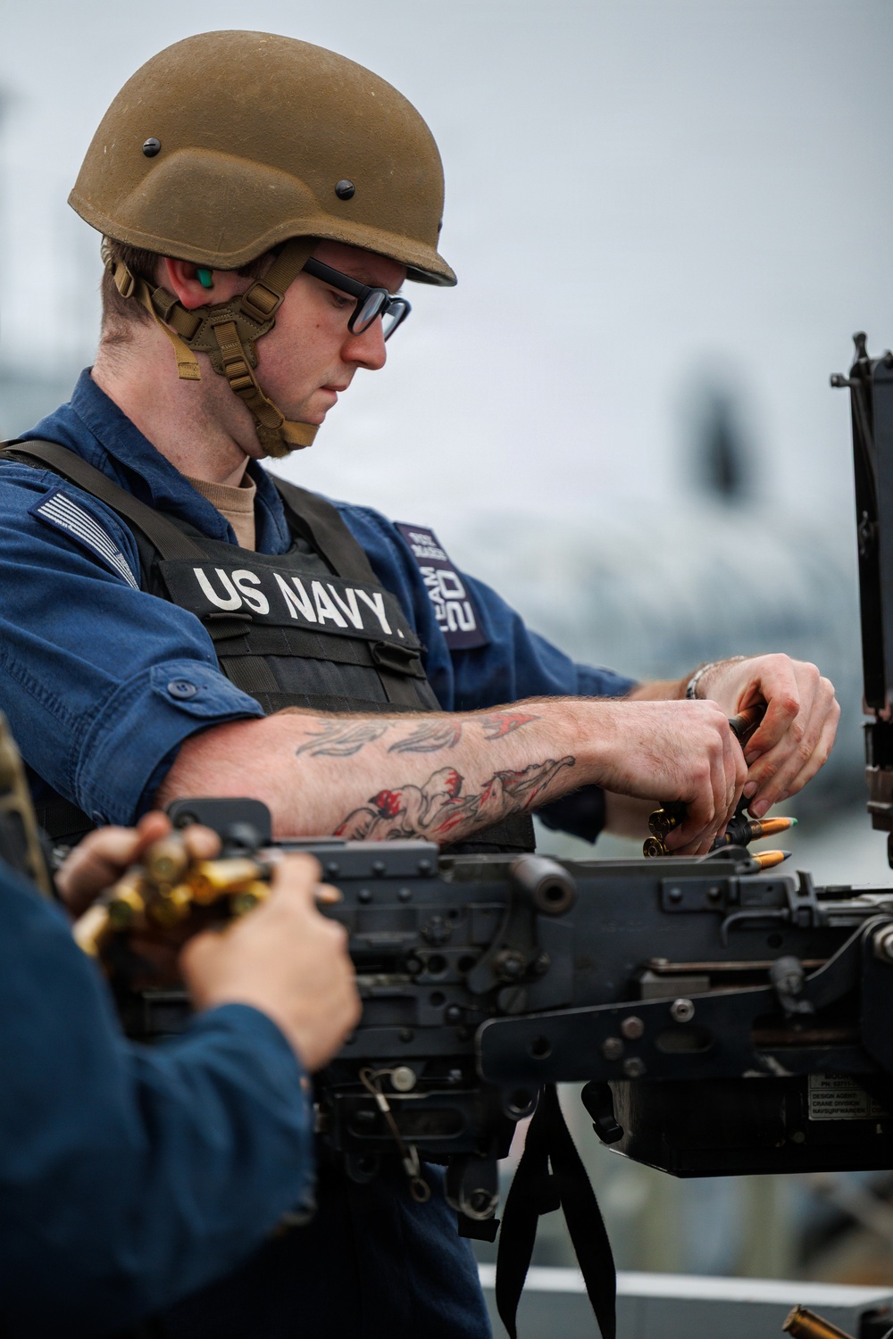 USS Mount Whitney Crew Served Weapons Shoot