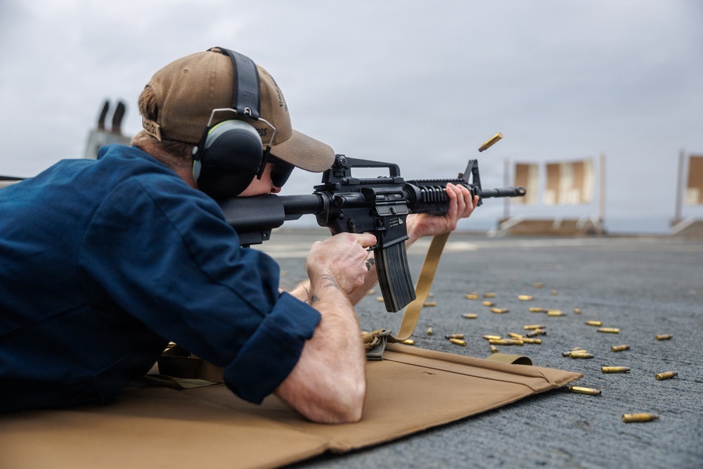 USS Mount Whitney Conducts Small Arms Weapons Shoot