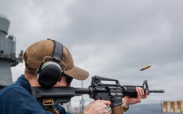 USS Mount Whitney Conducts Small Arms Weapons Shoot