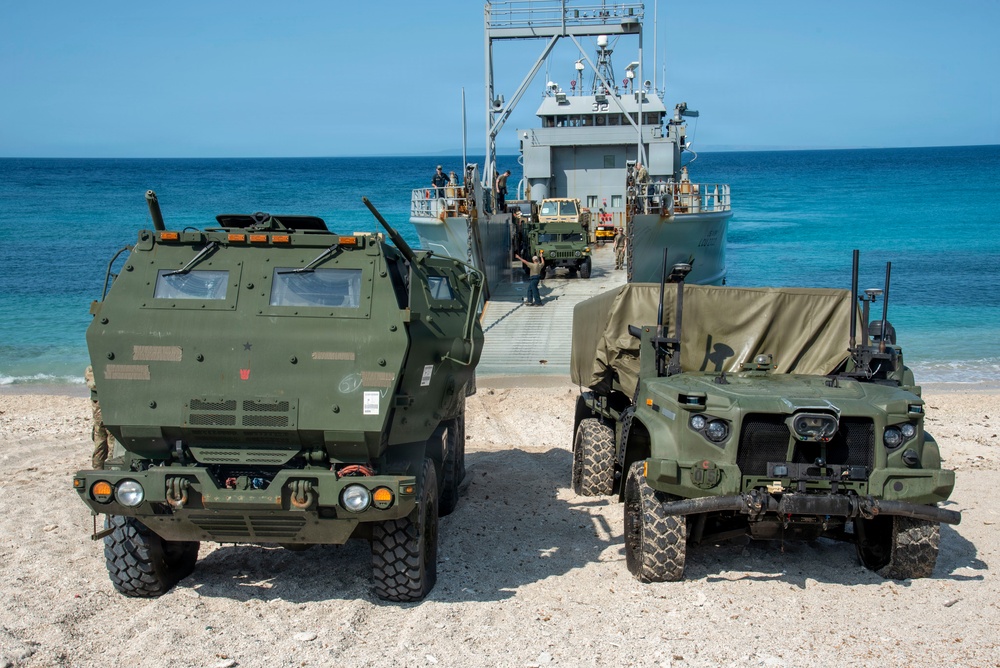 Balikatan 2026: 3rd MLR Marines, 1MDTF Soldiers unload NMESIS, HIMARS on Calayan