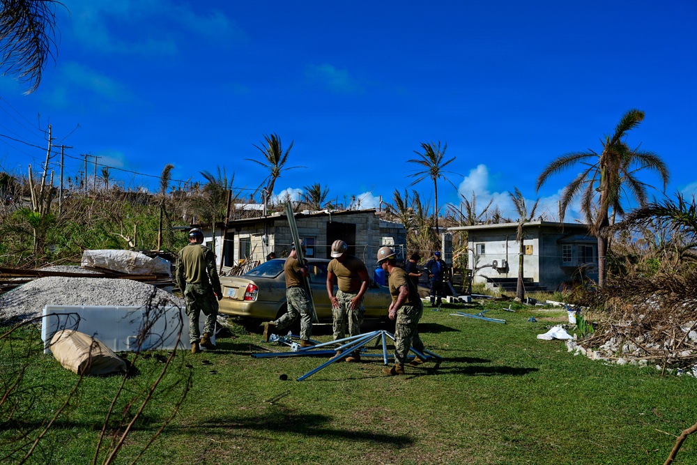 NMCB-1’s Seabees construct temporary shelter for Tinian citizens affected by Typhoon Sinlaku