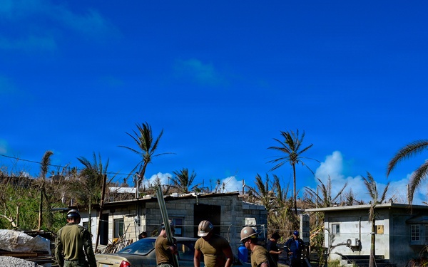 NMCB-1’s Seabees construct temporary shelter for Tinian citizens affected by Typhoon Sinlaku