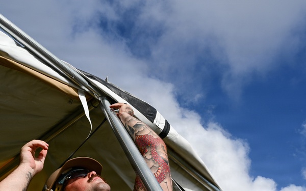 NMCB-1’s Seabees construct temporary shelter for Tinian citizens affected by Typhoon Sinlaku