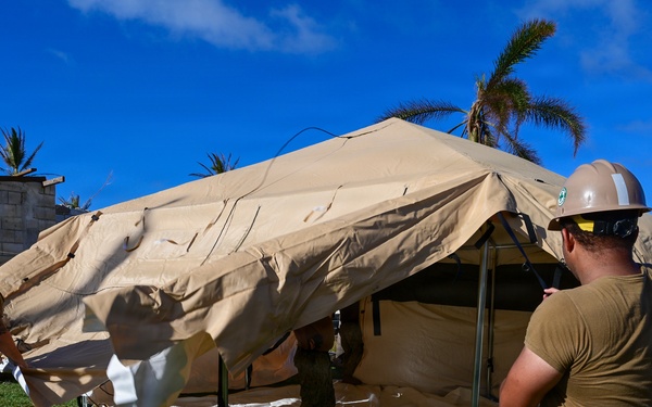 NMCB-1’s Seabees construct temporary shelter for Tinian citizens affected by Typhoon Sinlaku