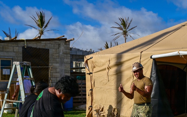 NMCB-1’s Seabees construct temporary shelter for Tinian citizens affected by Typhoon Sinlaku