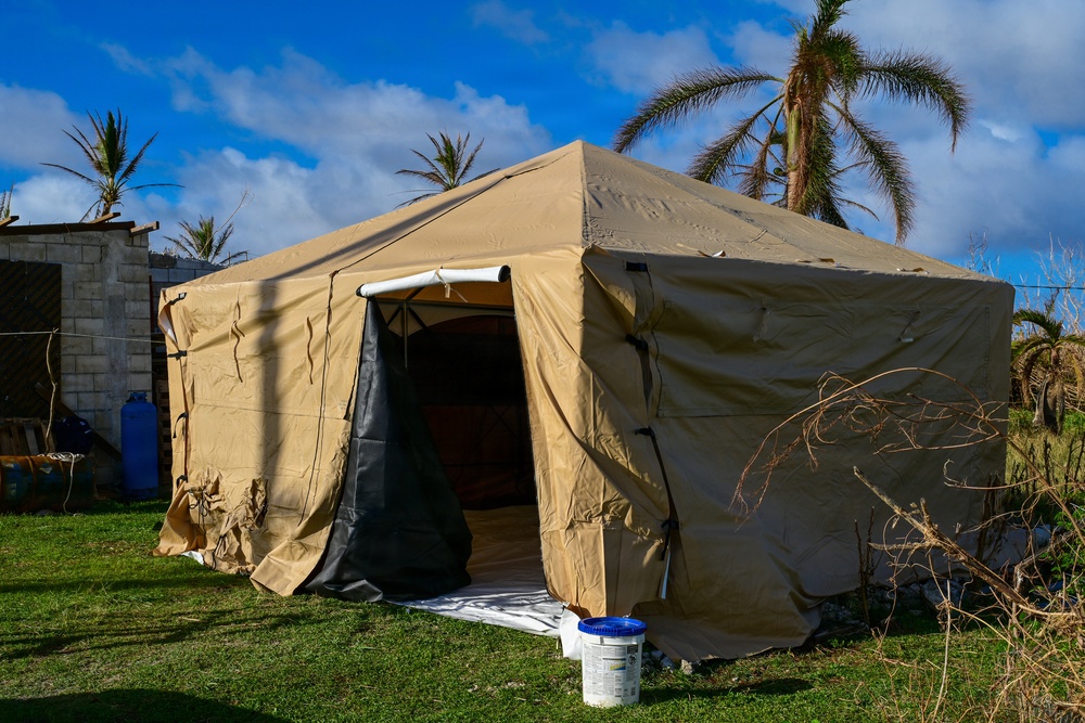 NMCB-1’s Seabees construct temporary shelter for Tinian citizens affected by Typhoon Sinlaku