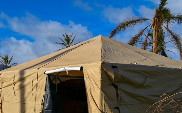 NMCB-1’s Seabees construct temporary shelter for Tinian citizens affected by Typhoon Sinlaku
