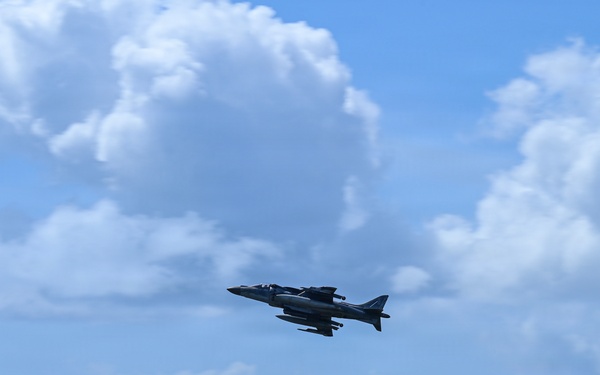 AV-8B Harrier IIs take off, supporting US SOUTHCOM