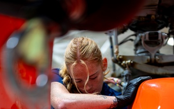 Coast Guard avionics technician conducts maintenance at Air Station Houston