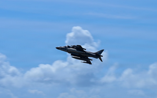 AV-8B Harrier IIs take off, supporting US SOUTHCOM