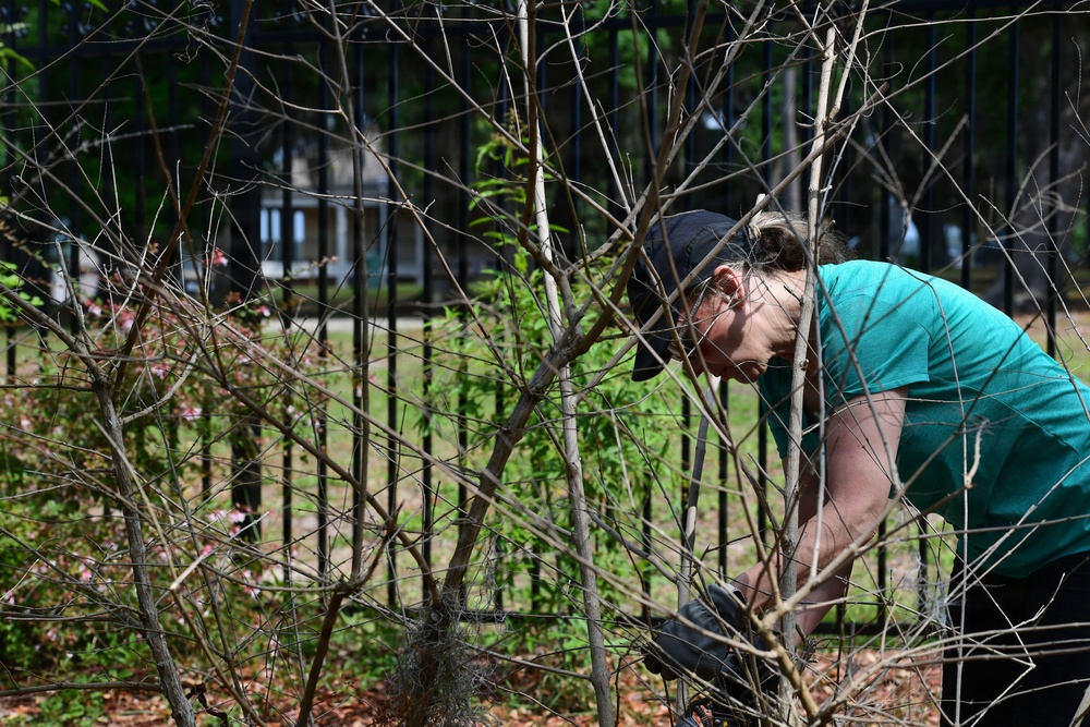 Keesler volunteers spruce up the Butterfly Garden for Gold Star Families' event