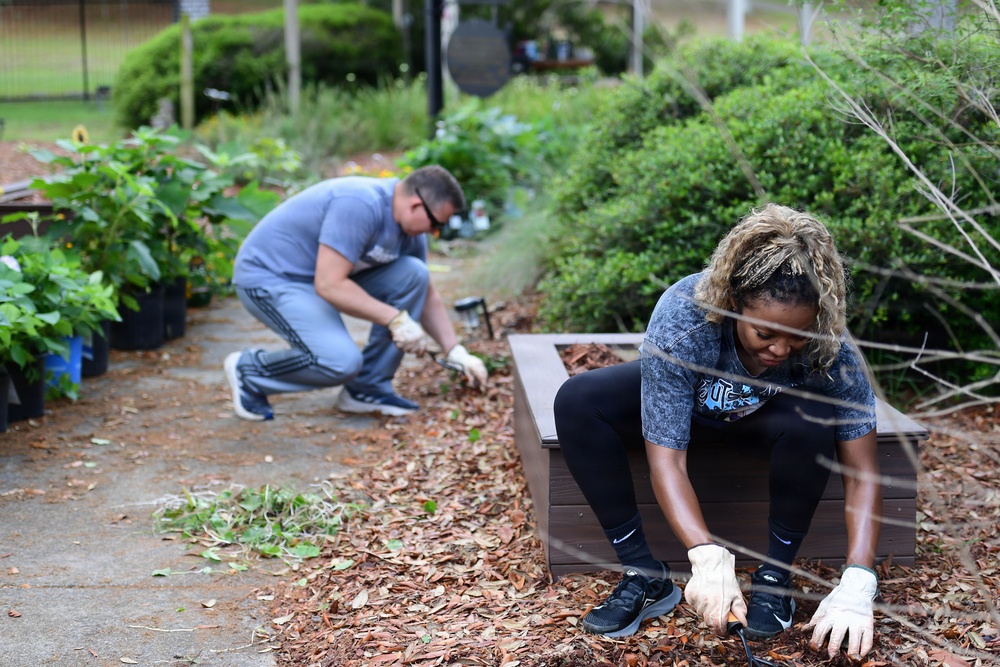 Keesler volunteers spruce up the Butterfly Garden for Gold Star Families' event