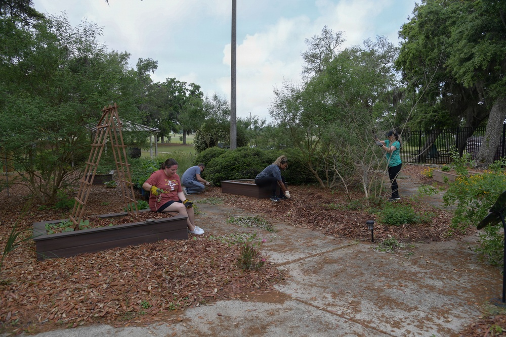 Keesler volunteers spruce up the Butterfly Garden for Gold Star Families' event