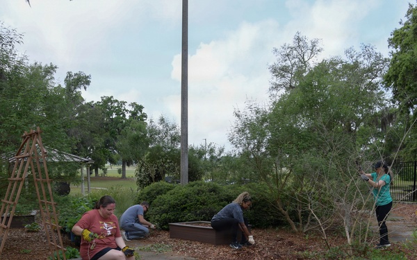 Keesler volunteers spruce up the Butterfly Garden for Gold Star Families' event