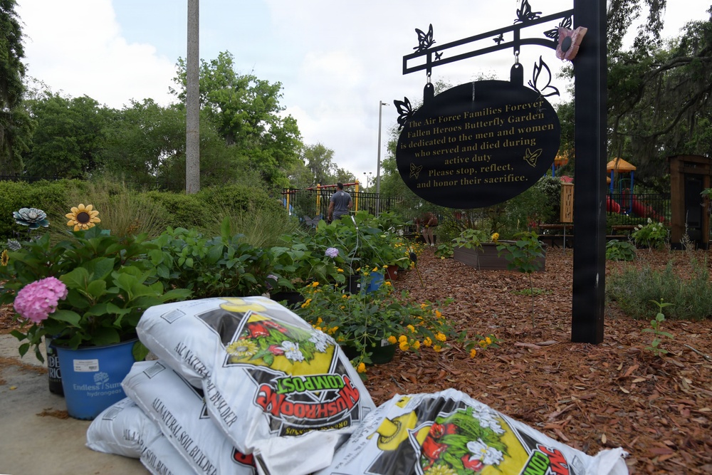Keesler volunteers spruce up the Butterfly Garden for Gold Star Families' event