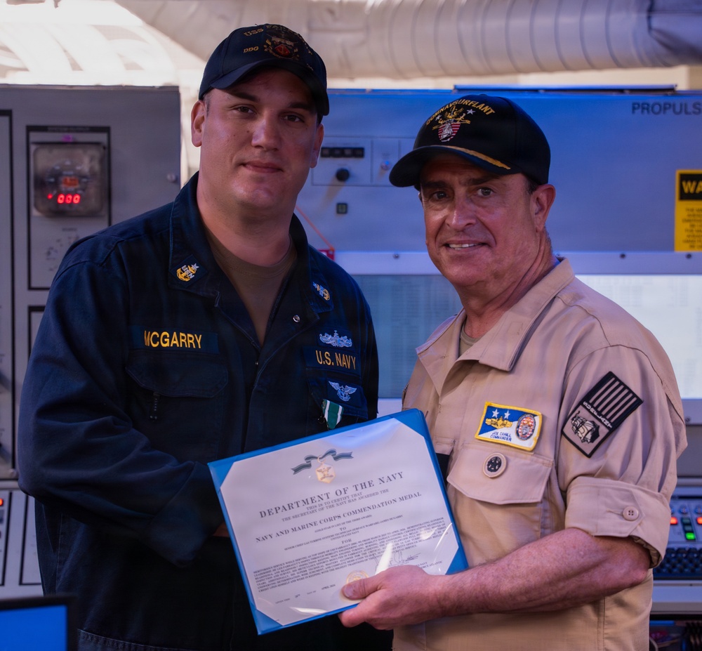 Rear Adm. Joe Cahill visits USS Farragut (DDG 99)