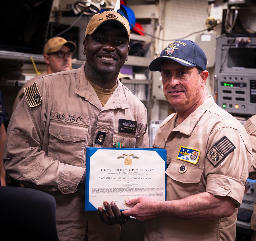 Rear Adm. Joe Cahill visits USS Farragut (DDG 99)