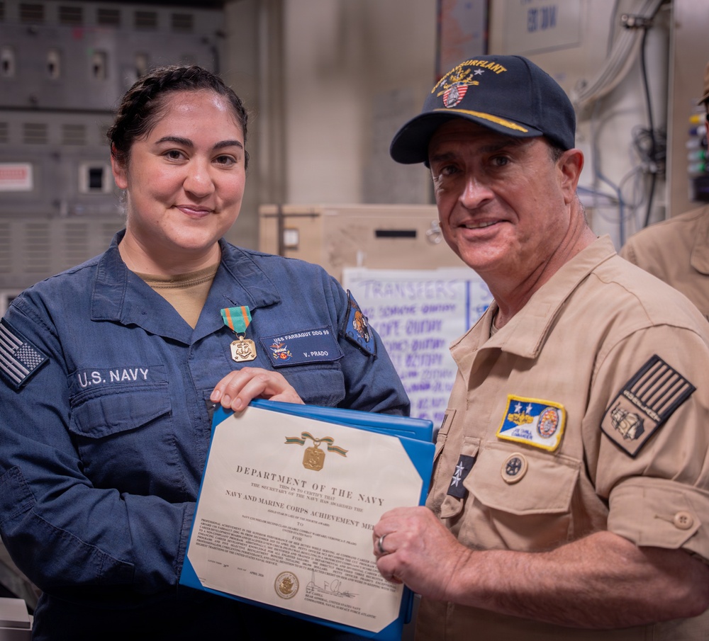 Rear Adm. Joe Cahill visits USS Farragut (DDG 99)