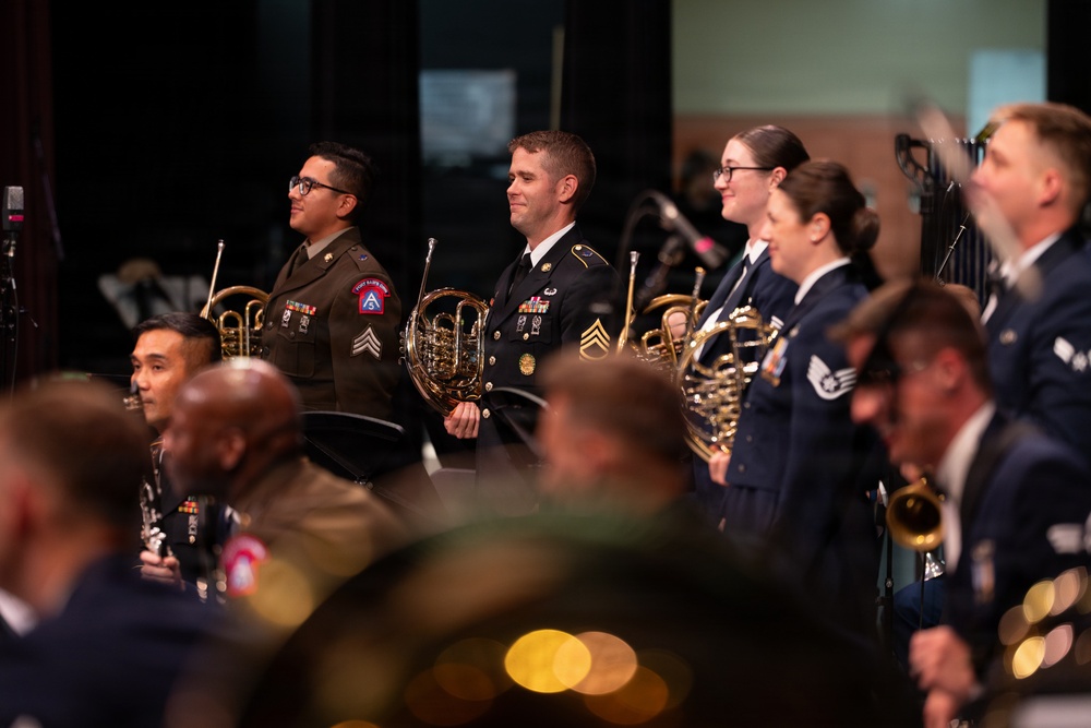 Band of the West performs during Fiesta in Blue in San Antonio