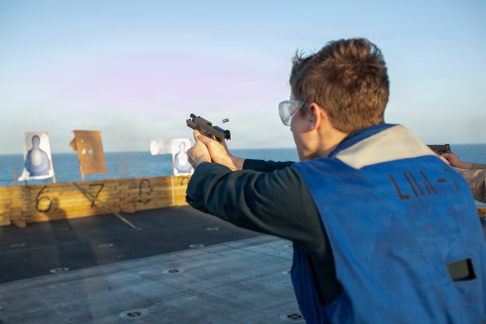 USS Tripoli 9mm Gun Shoot