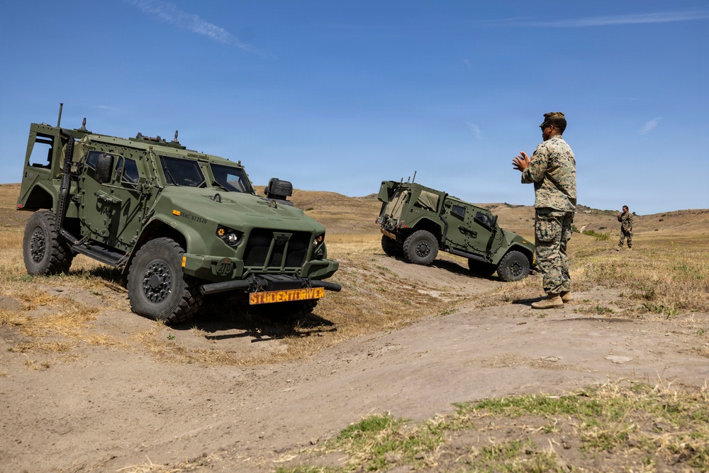 U.S. Marines take the wheel during JLTV operator course