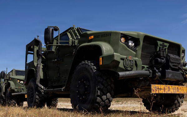 U.S. Marines take the wheel during JLTV operator course