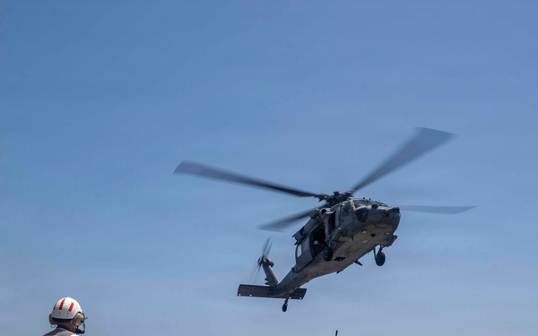 USS Tripoli Vertical Replenishment and Mail Delivery