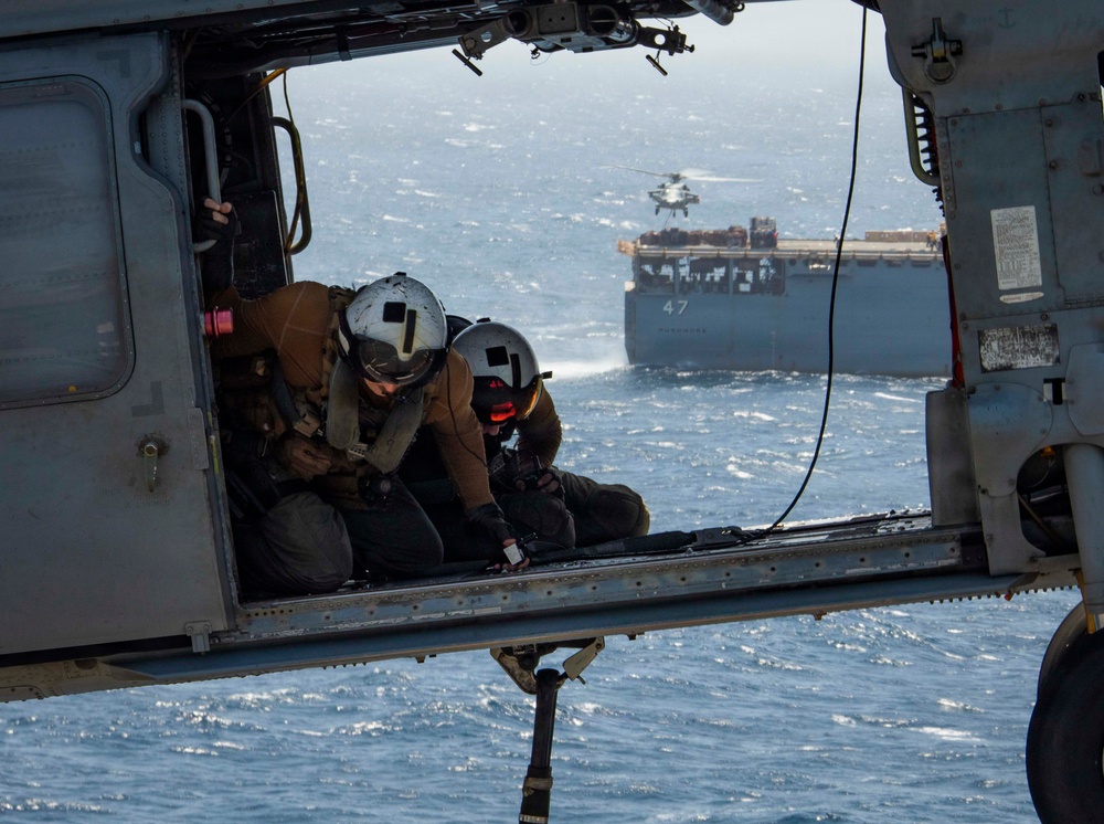USS Tripoli Vertical Replenishment and Mail Delivery