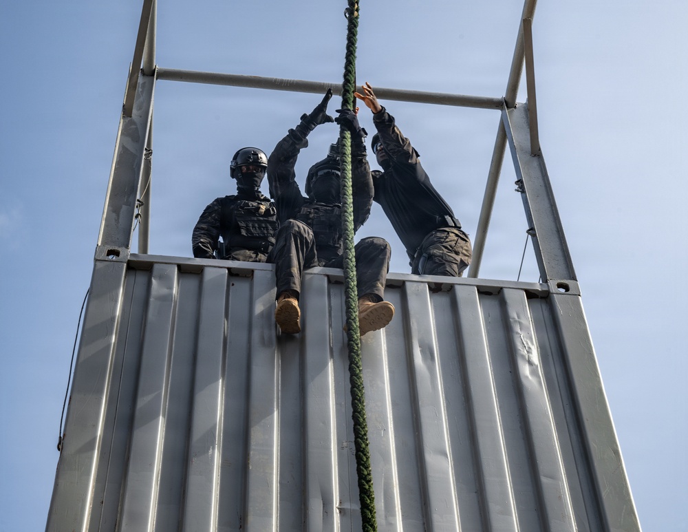 Obangame Express 2026 participants conduct a VBSS demonstration
